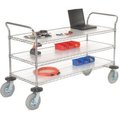 Global Equipment Nexel    Chrome Wire Shelf Instrument Cart 60x24 3 Shelves 1200 Lb. Capacity 188790